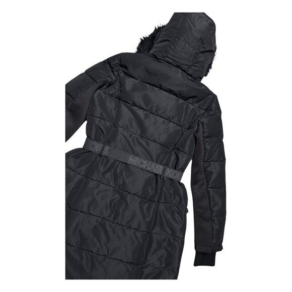 MICHAEL KORS Long Winter Puffer Parka Faux Fur Trim Jacket Coat Womens Small - Picture 4 of 7